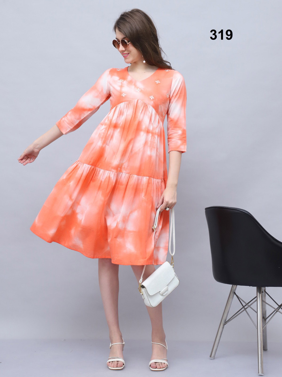 Lekha Nandini 03 Orange Pure Cotton Printed Kurti