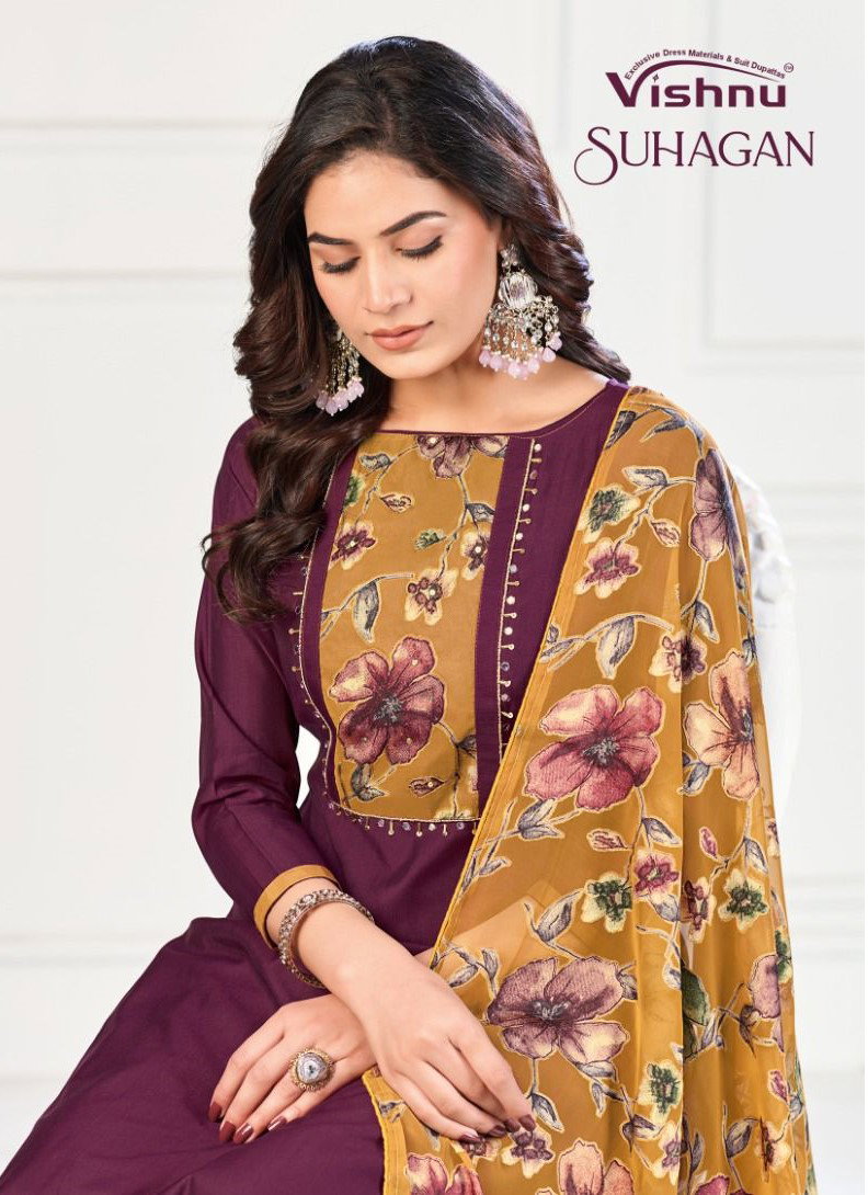 Vishnu Suhagan Vertican Silk With Printed Dress Material Collection