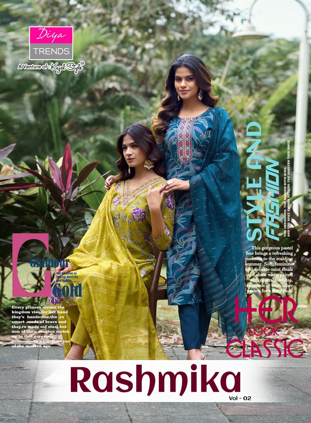 Rashmika Vol 2 By Diya Trends Vertican Printed Kurti Pant And Dupatta