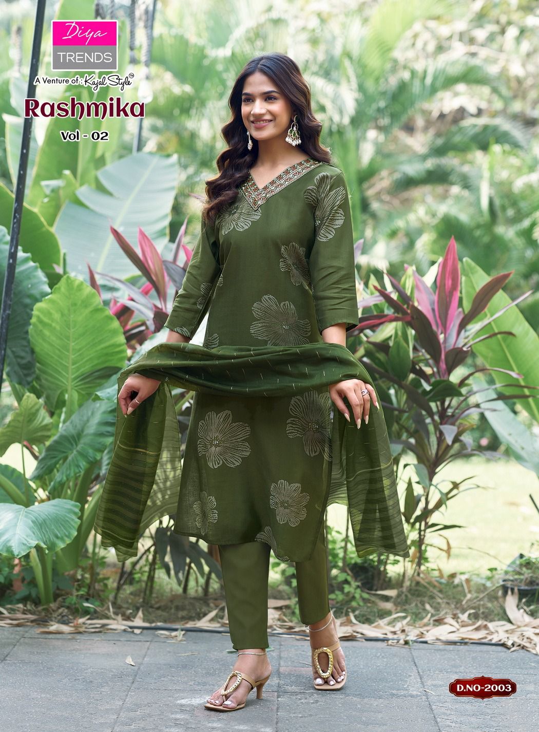 Rashmika Vol 2 By Diya Trends Vertican Printed Kurti Pant And Dupatta
