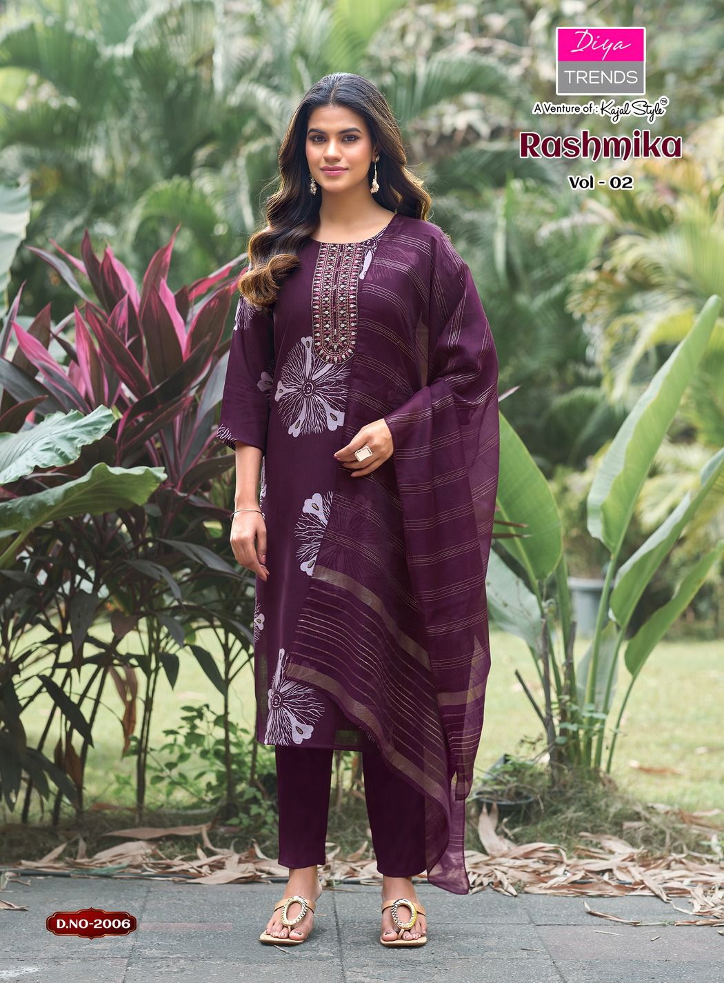 Rashmika Vol 2 By Diya Trends Vertican Printed Kurti Pant And Dupatta