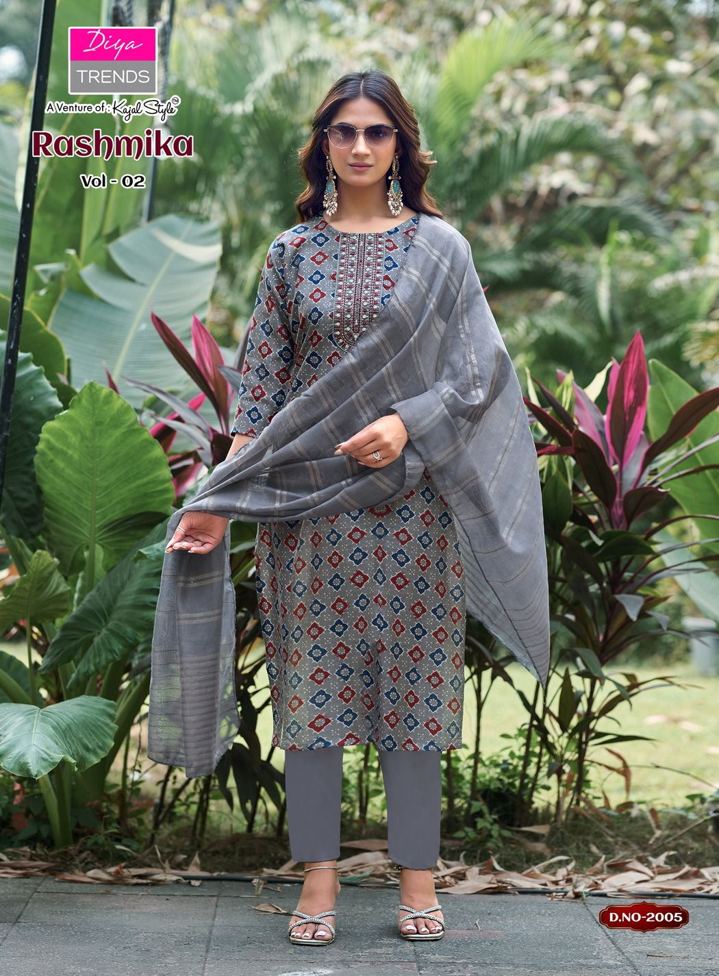 Rashmika Vol 2 By Diya Trends Vertican Printed Kurti Pant And Dupatta