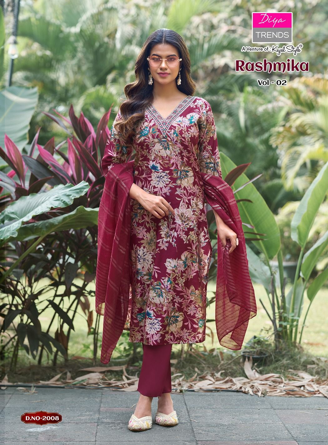 Rashmika Vol 2 By Diya Trends Vertican Printed Kurti Pant And Dupatta