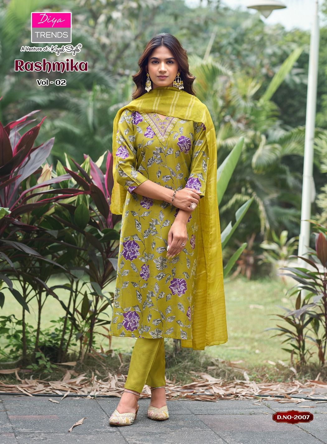 Rashmika Vol 2 By Diya Trends Vertican Printed Kurti Pant And Dupatta