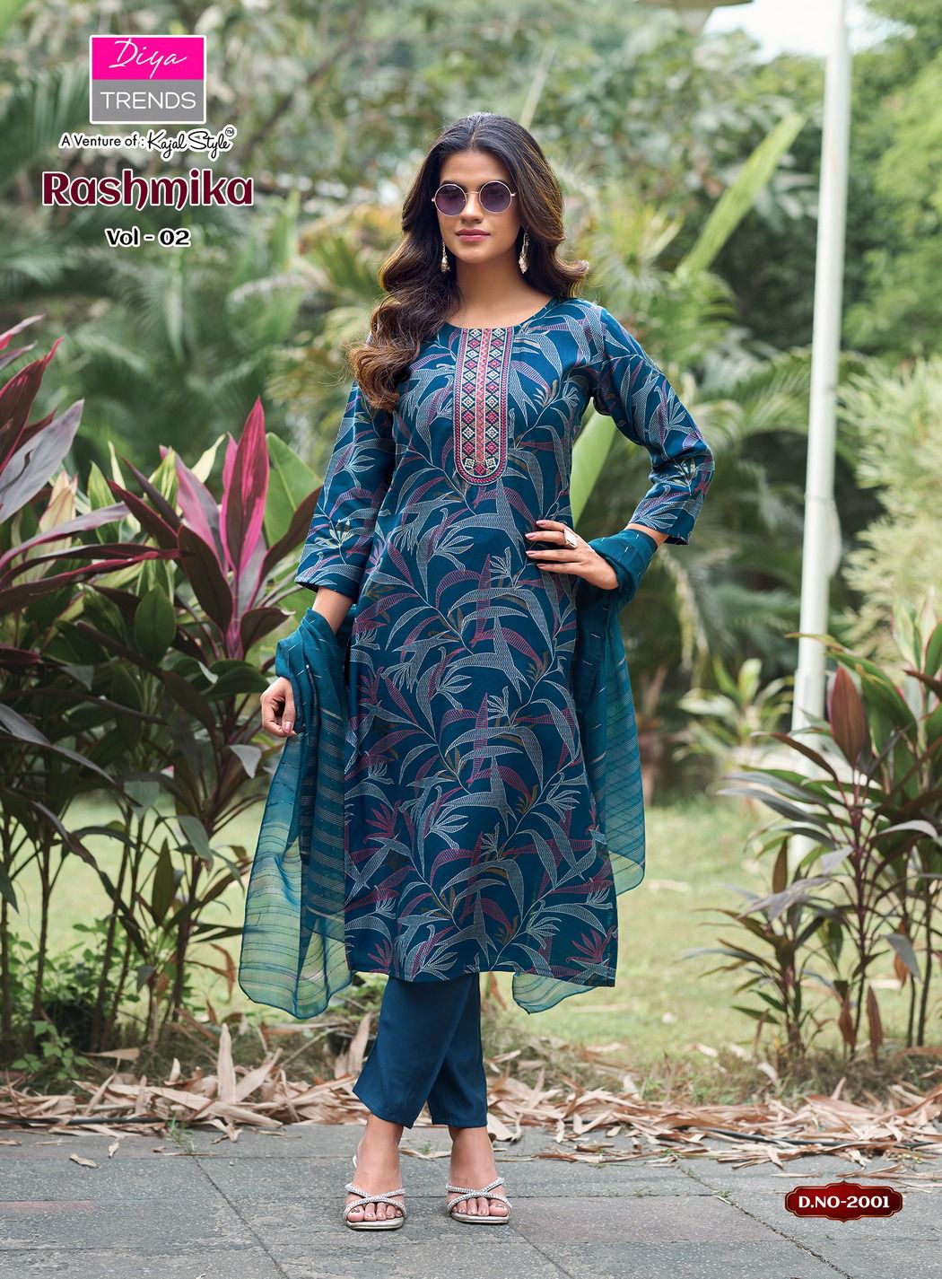 Rashmika Vol 2 By Diya Trends Vertican Printed Kurti Pant And Dupatta