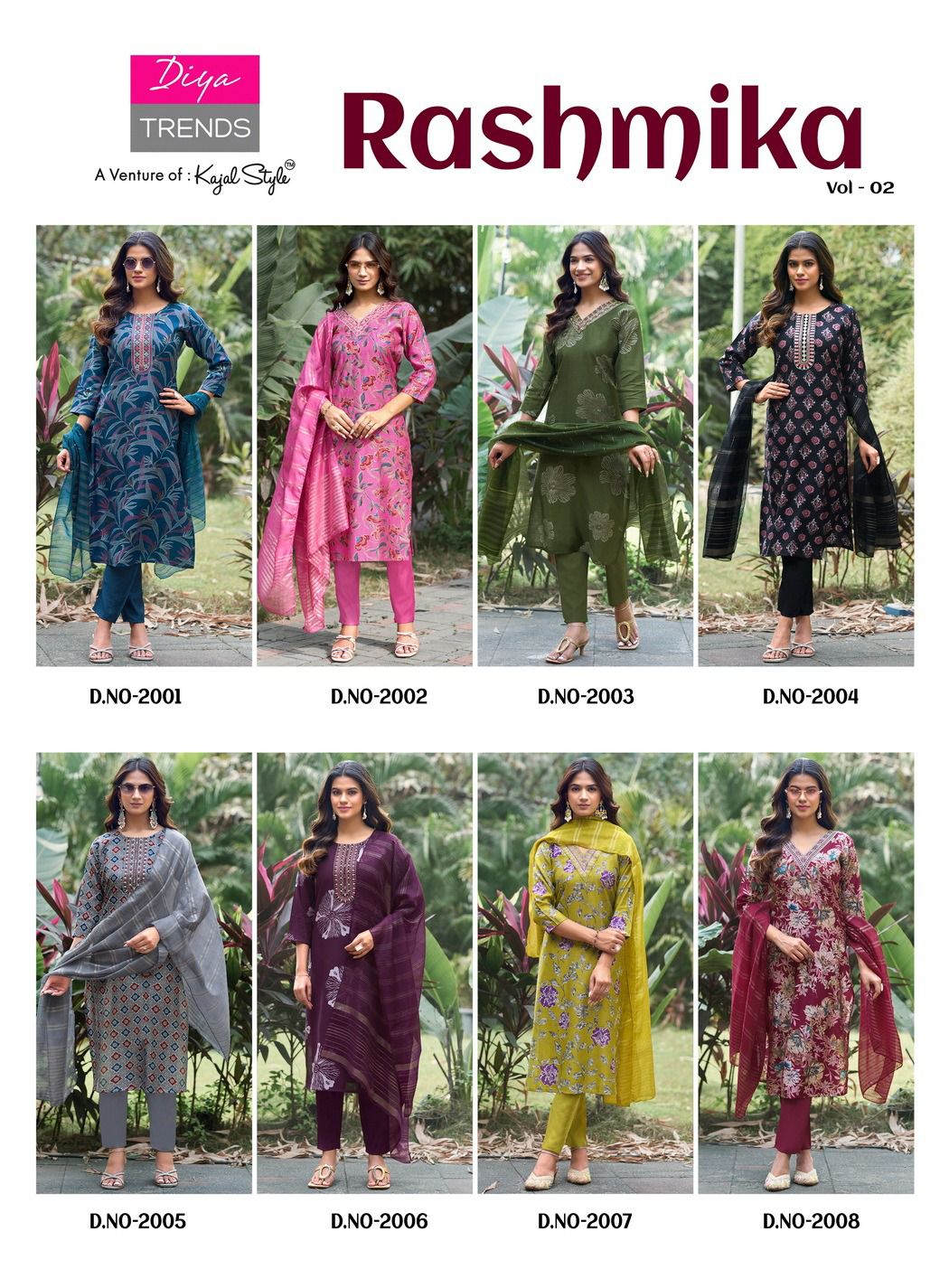 Rashmika Vol 2 By Diya Trends Vertican Printed Kurti Pant And Dupatta