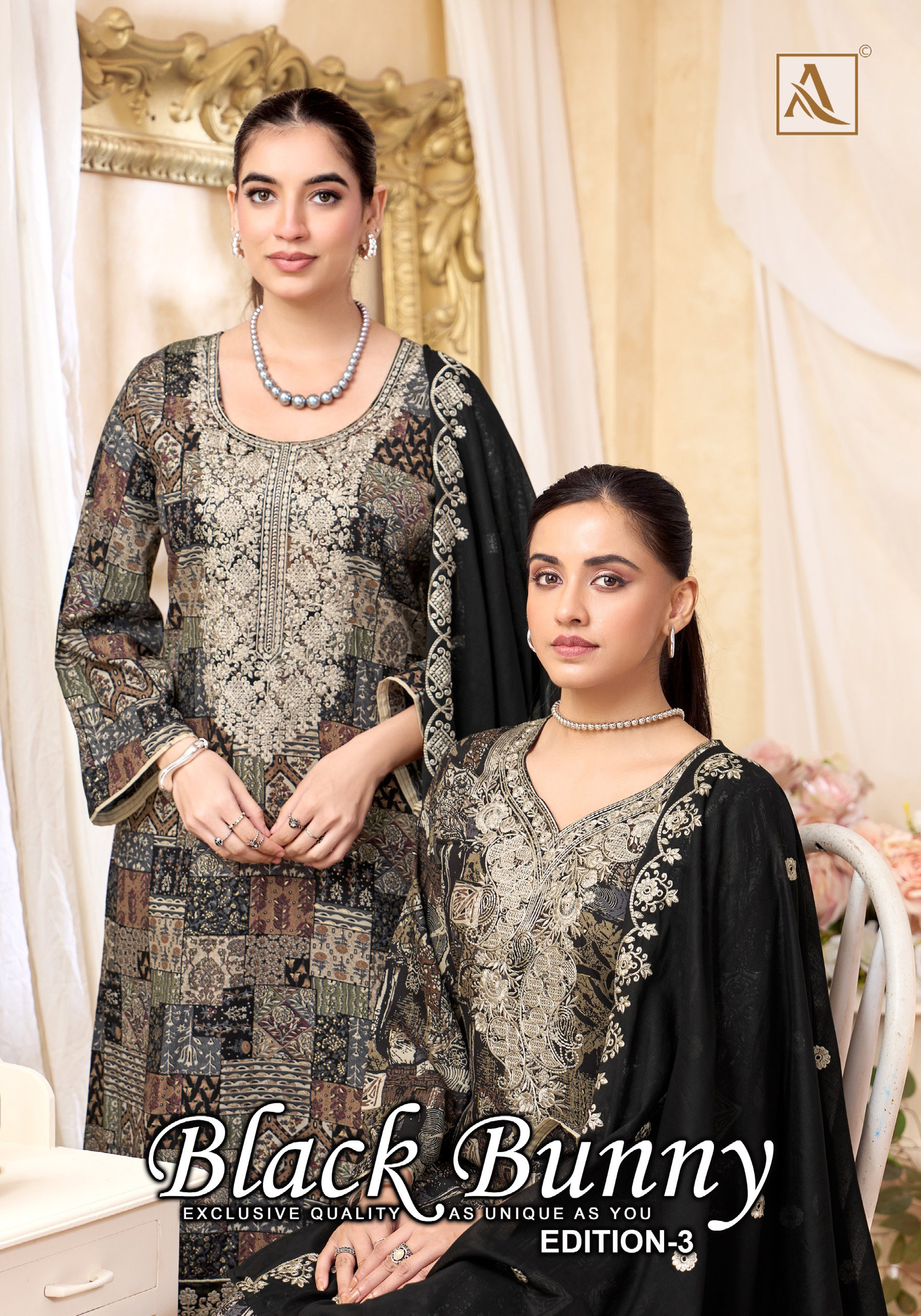 Alok Black Bunny Edition 3 Viscose Rayon Printed Dress Material Collection