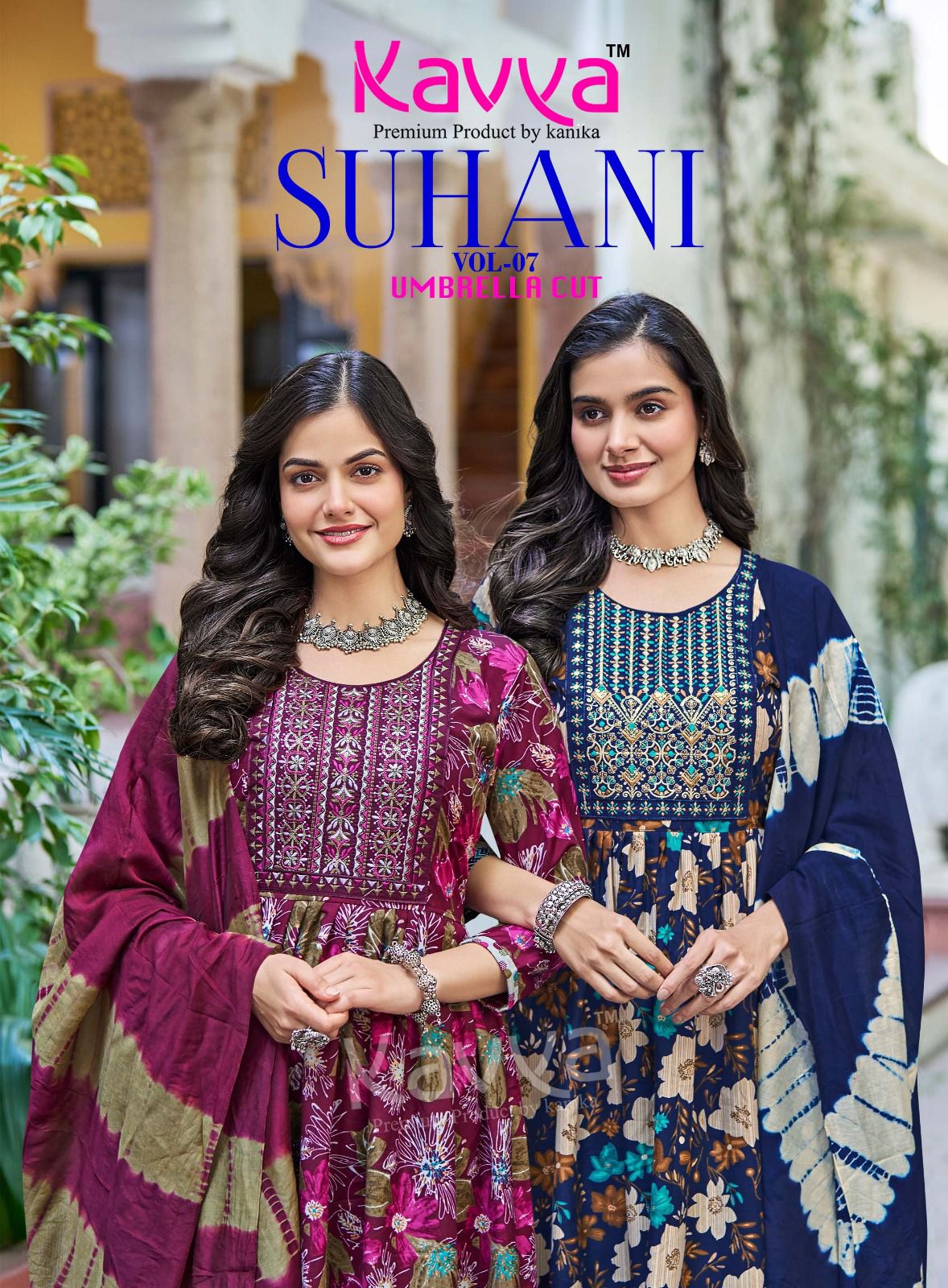 Kavya Suhani vol 7 Umbrella Cut Poly Viscose Foil Print Kurti With Bottom and Dupatta Collection