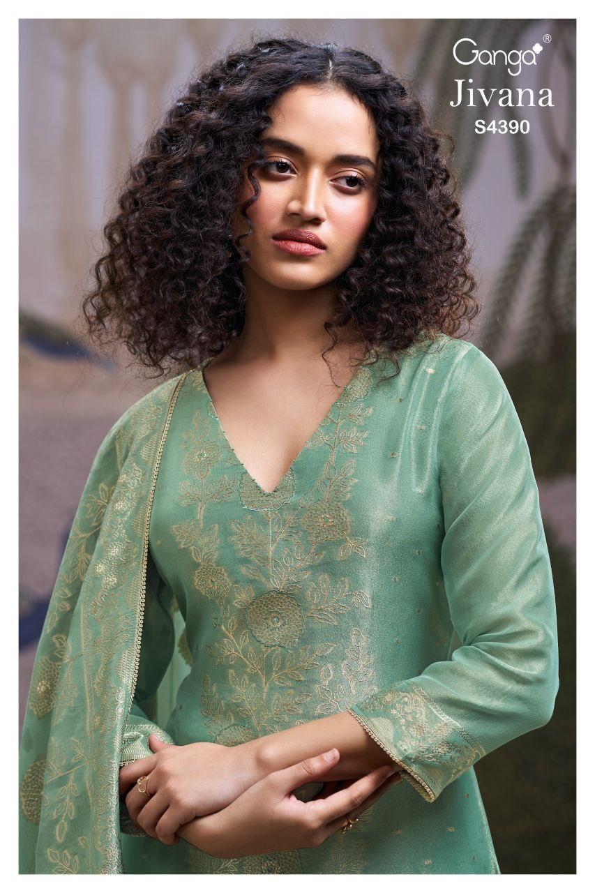 Ganga Jivana 4390 Bemberg Silk With Embroidery Salwar Kameez