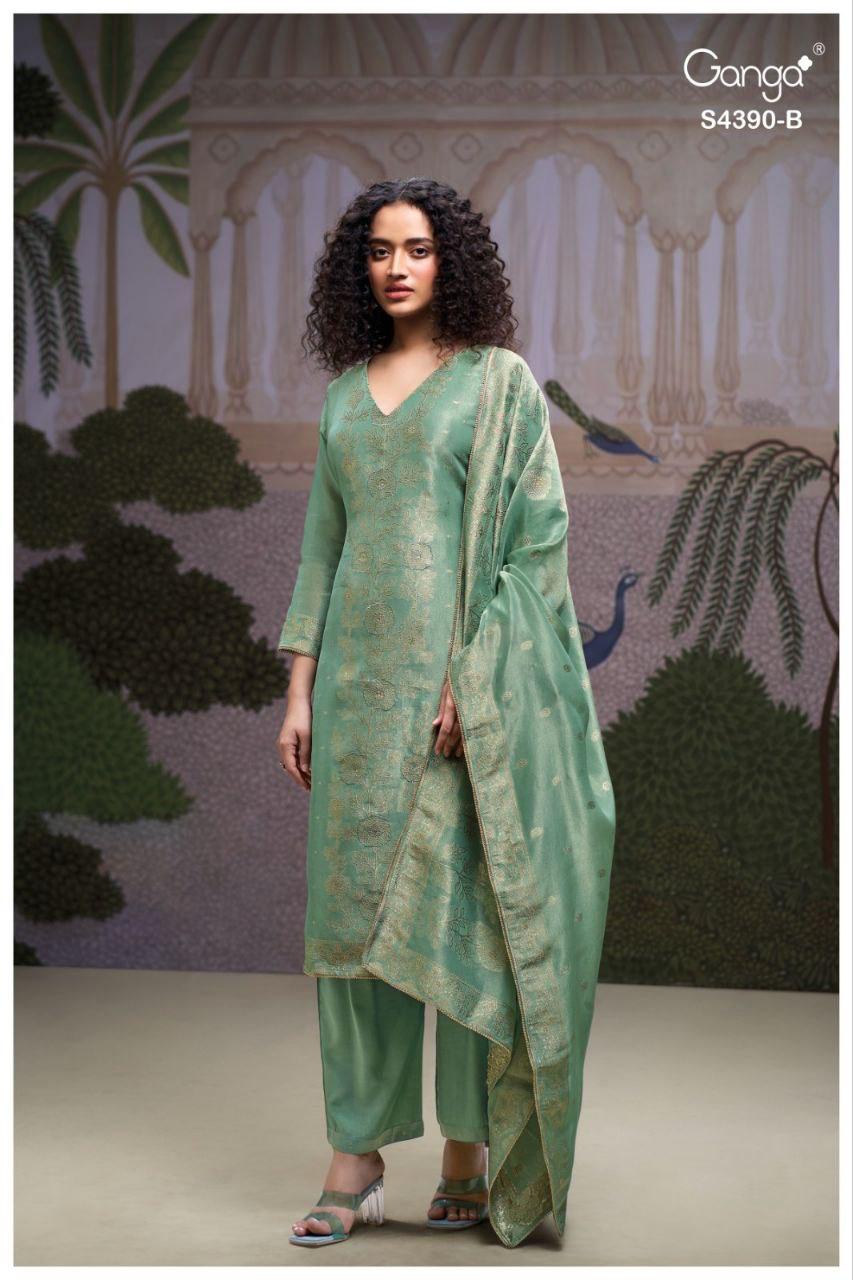 Ganga Jivana 4390 Bemberg Silk With Embroidery Salwar Kameez