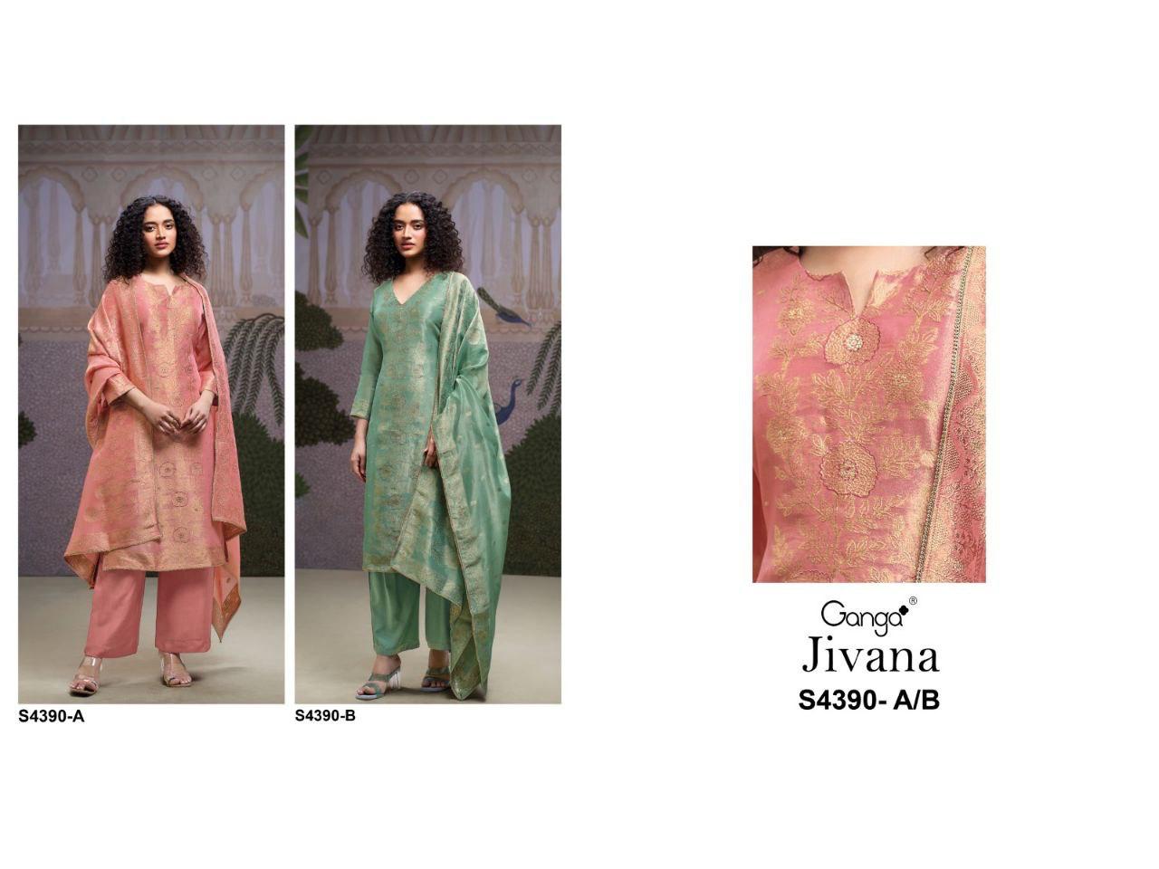 Ganga Jivana 4390 Bemberg Silk With Embroidery Salwar Kameez
