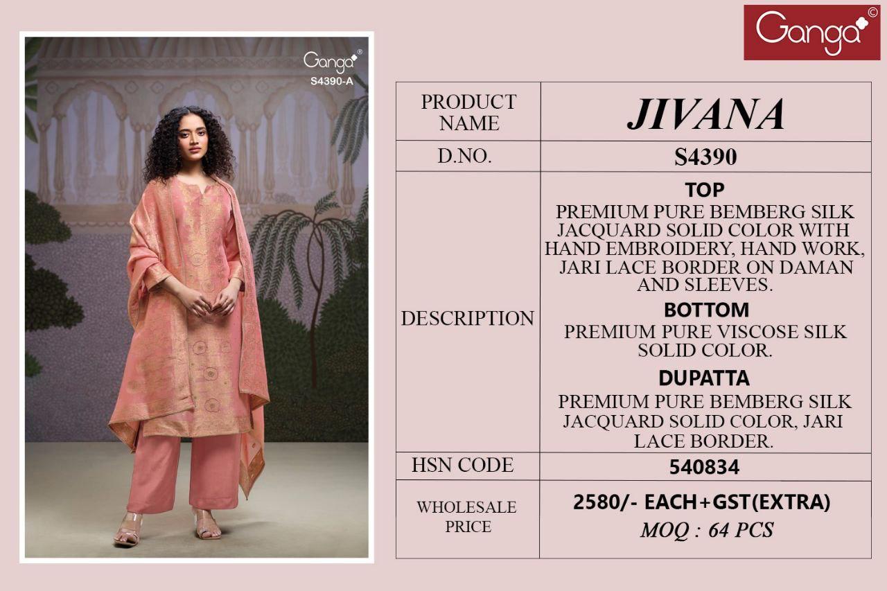 Ganga Jivana 4390 Bemberg Silk With Embroidery Salwar Kameez