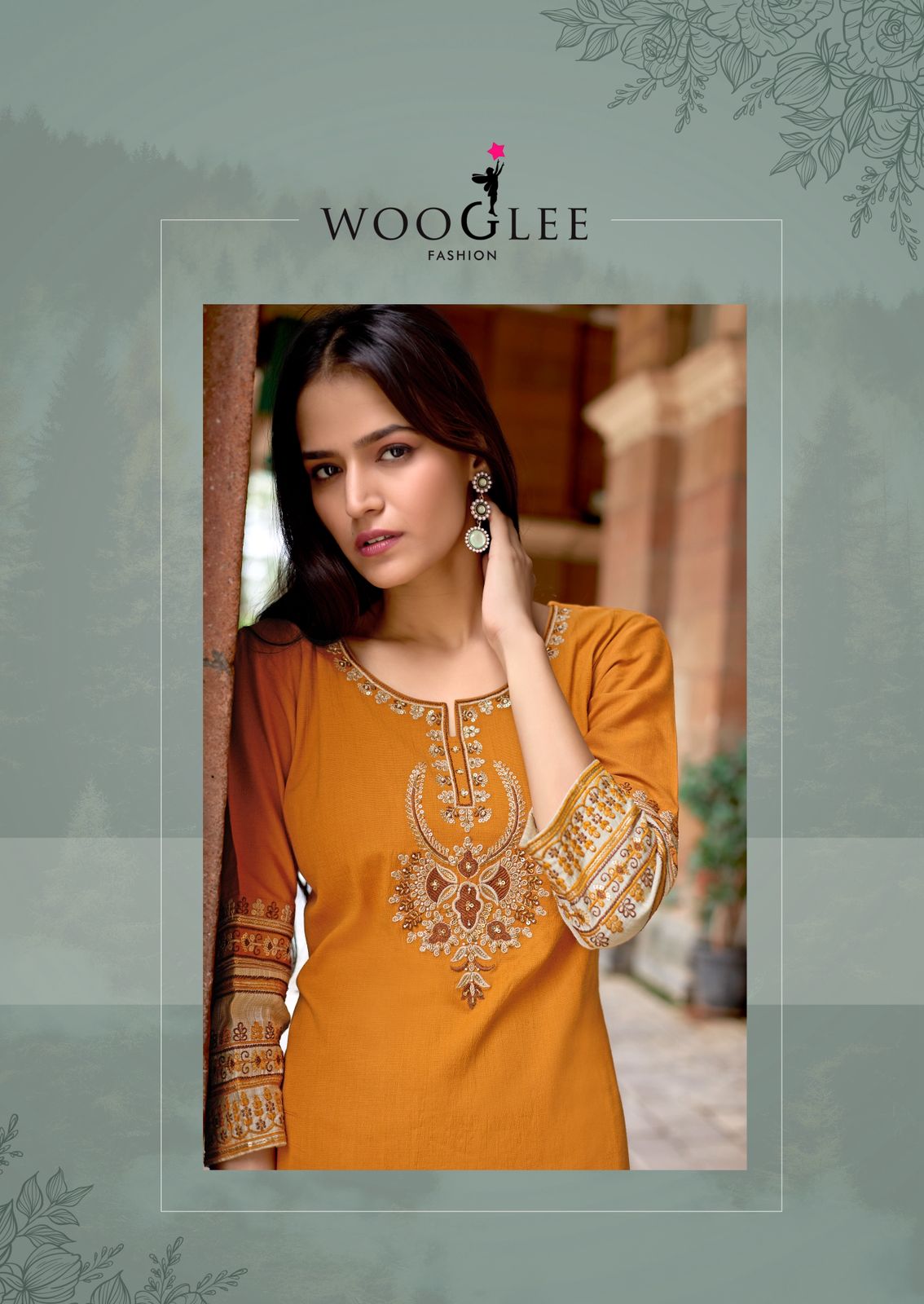 Wooglee Salonee Vol 9 Rayon Thread And Handwork Top Collection
