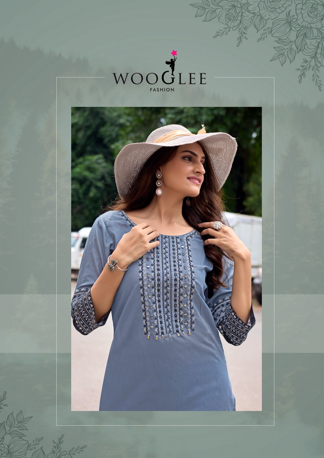 Wooglee Salonee Vol 9 Rayon Thread And Handwork Top Collection