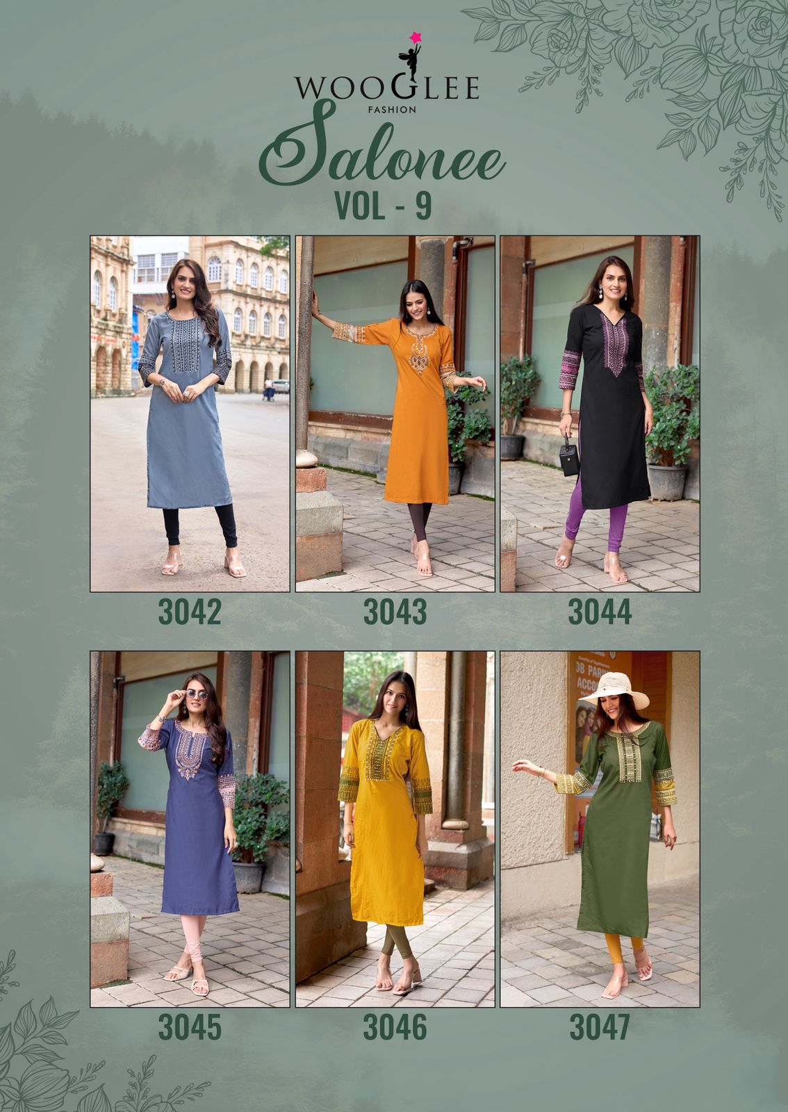 Wooglee Salonee Vol 9 Rayon Thread And Handwork Top Collection