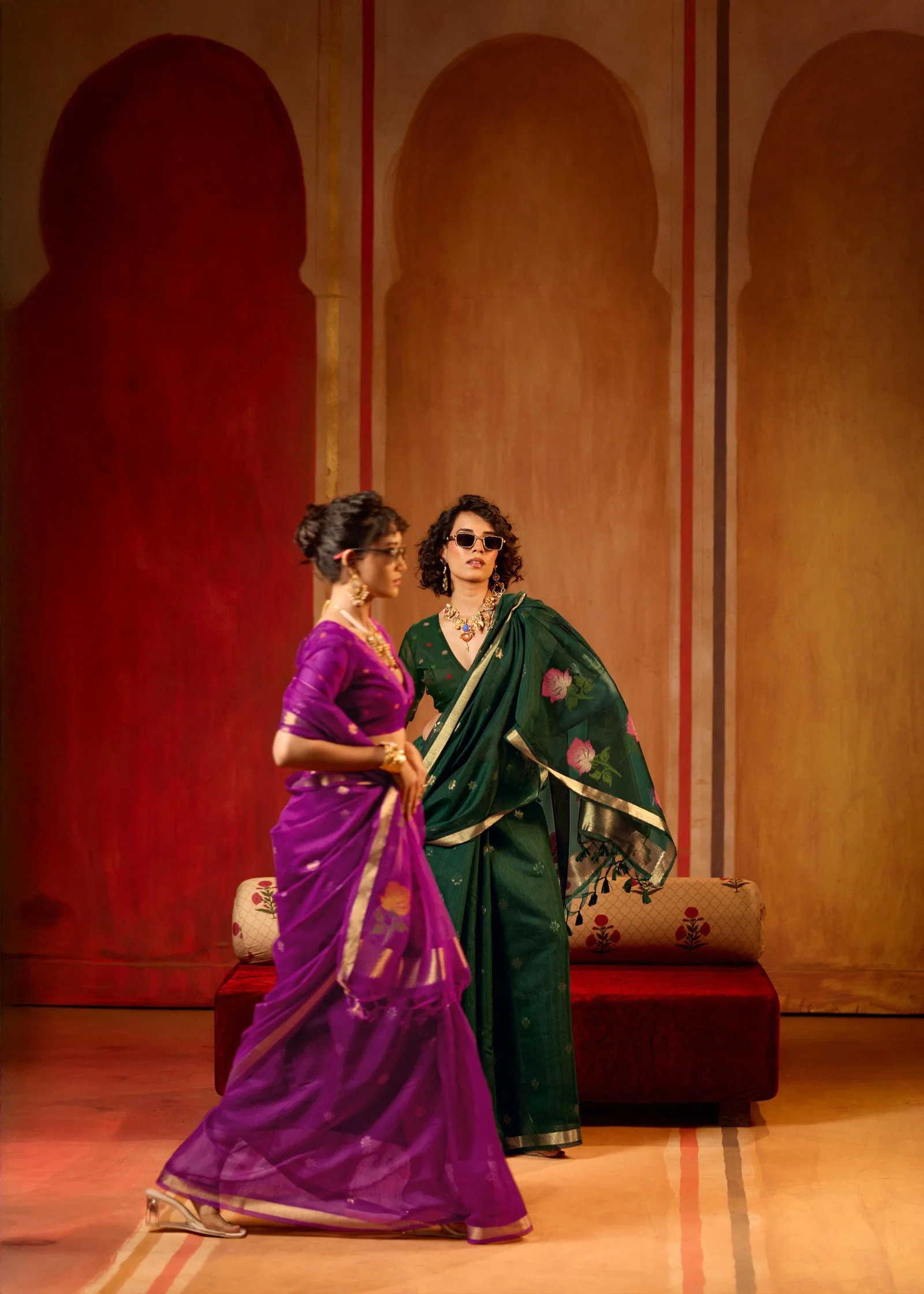 Rajtex Bombay Rose Munga Cotton Handloom Organza Weaving Pallu Saree Collection