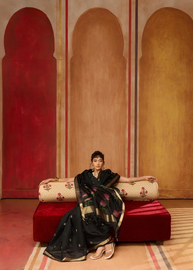 Rajtex Bombay Rose Munga Cotton Handloom Organza Weaving Pallu Saree Collection