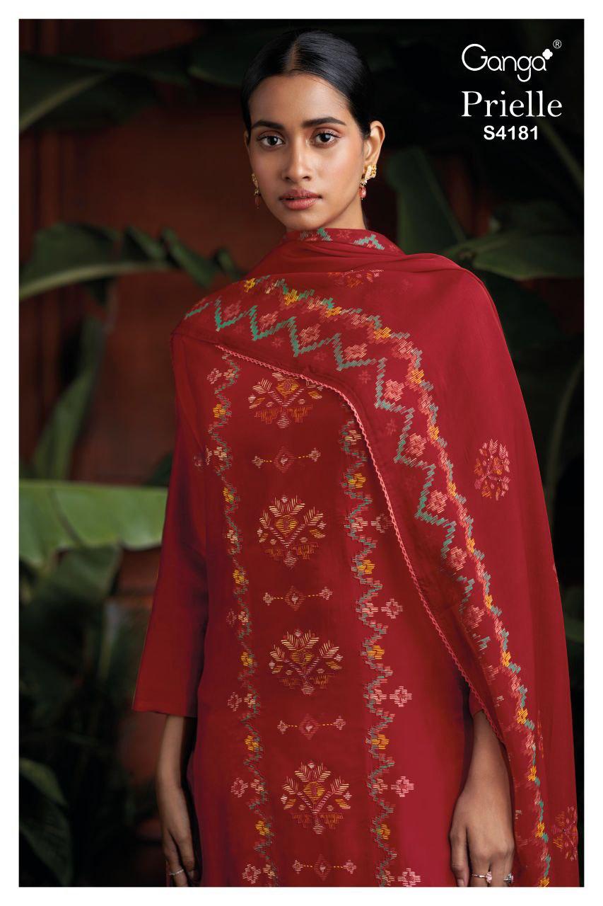 Ganga Prielle 4181 Bemberg Silk Printed Embroidery Salwar Kameez