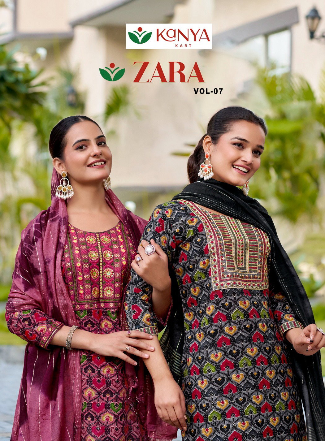De Zara Vol 7 Rayon Printed Straight Cut Embroidered Kurti With Bottom Dupatta