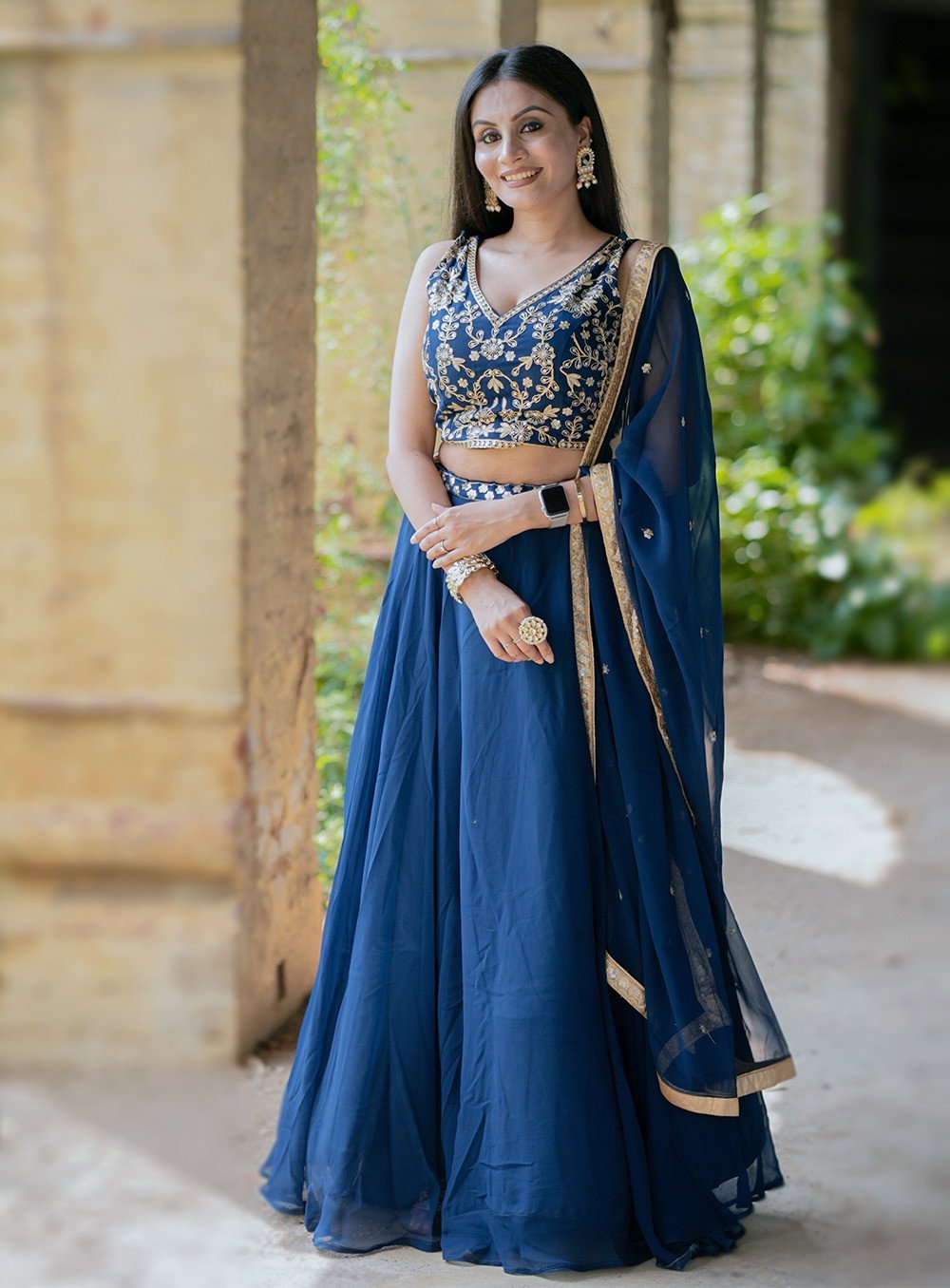 V3 366 Faux Georgette Embroidered Designer Lehenga Choli Collection