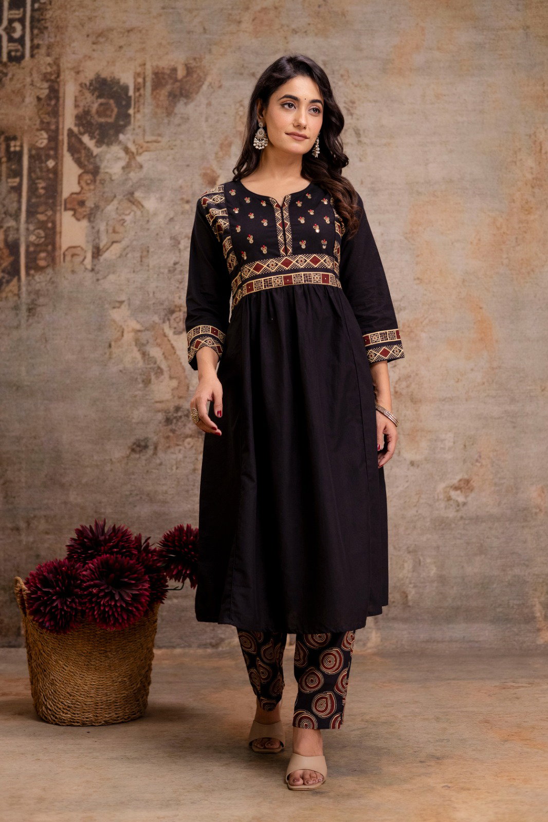 Naisha K 536 Cotton With Embroidery Kurti Pant And Dupatta Collection