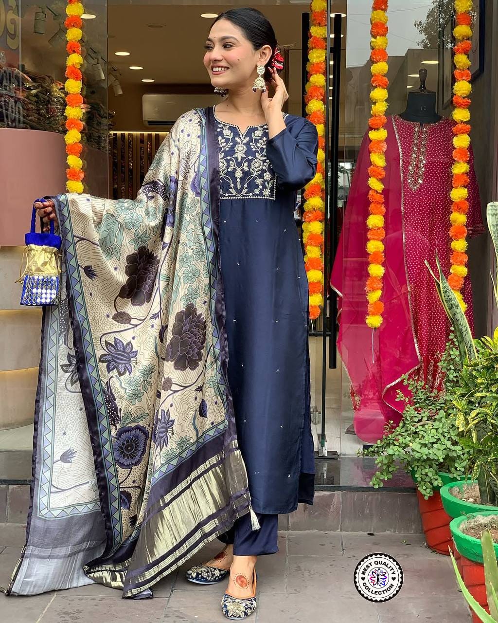 Lekha KL 4094 Viscose Chanderi Embroidery Kurti Bottom With Dupatta