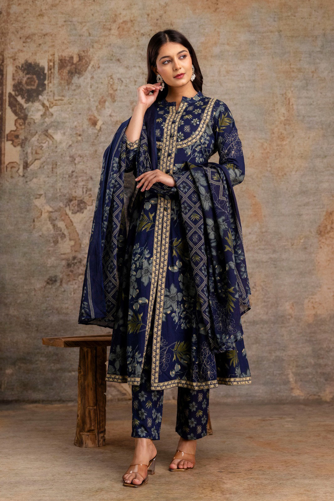 Naisha K 537 Cotton Printed Anarkali Kurti Pant And Dupatta