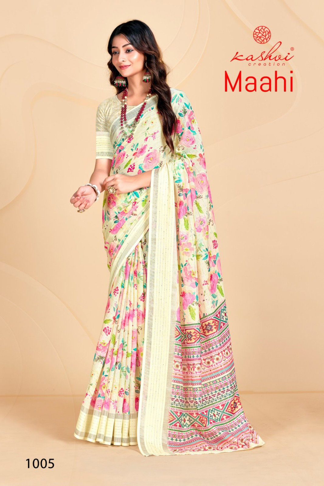 Kashvi Maahi Linen With Sequence Border Saree Collection