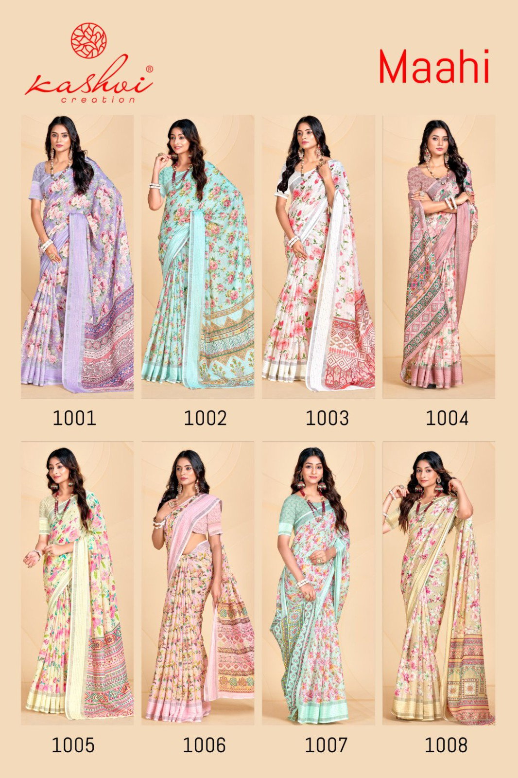 Kashvi Maahi Linen With Sequence Border Saree Collection
