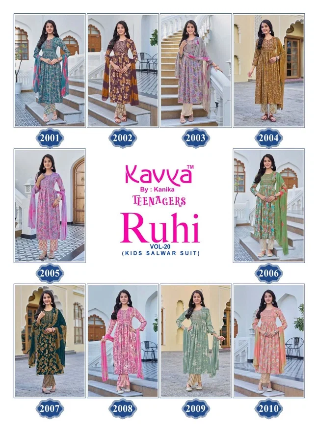 Kavya Ruhi vol 20 Umbrella Cut Capsule foil print Top Bottom with Dupatta Collection