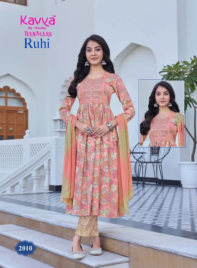 Kavya Ruhi vol 20 Umbrella Cut Capsule foil print Top Bottom with Dupatta Collection
