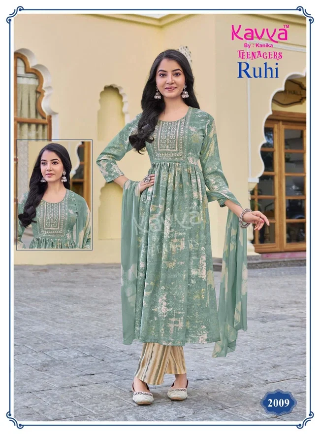 Kavya Ruhi vol 20 Umbrella Cut Capsule foil print Top Bottom with Dupatta Collection