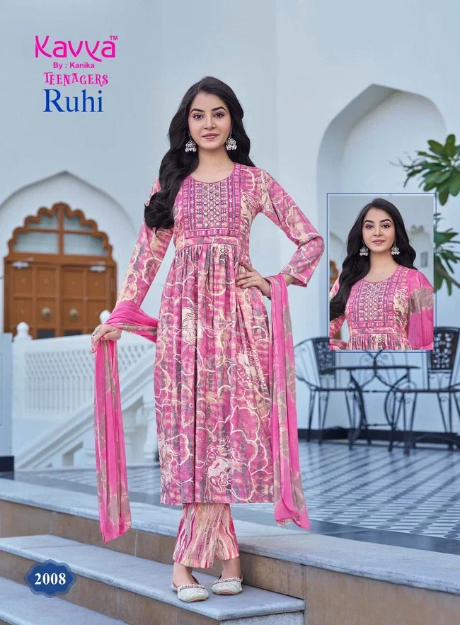 Kavya Ruhi vol 20 Umbrella Cut Capsule foil print Top Bottom with Dupatta Collection