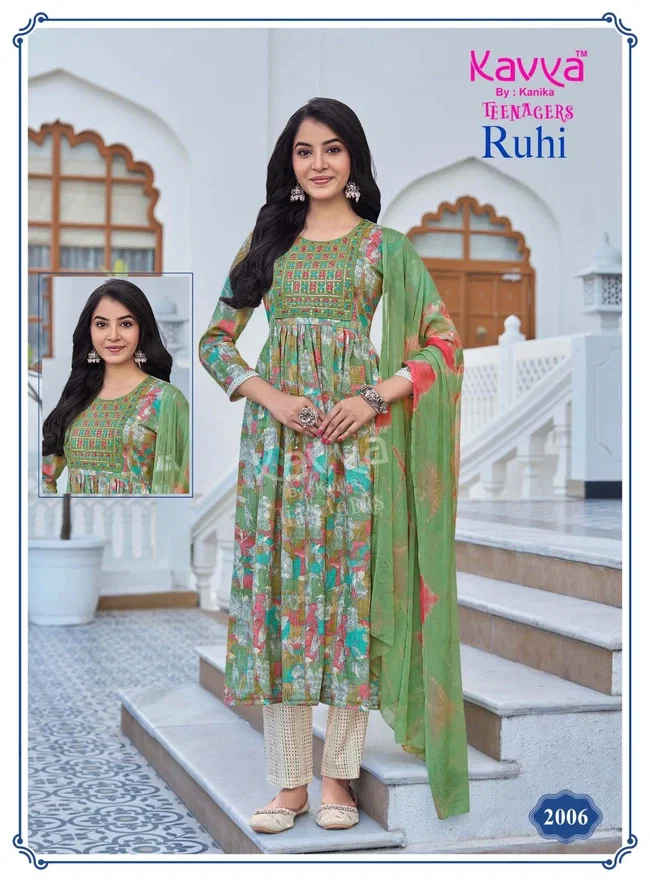 Kavya Ruhi vol 20 Umbrella Cut Capsule foil print Top Bottom with Dupatta Collection