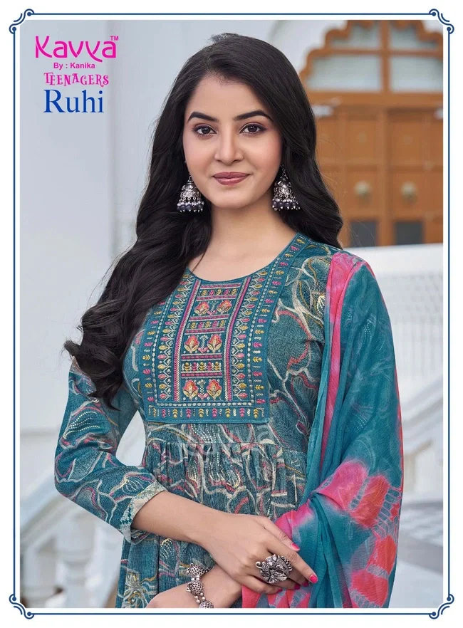 Kavya Ruhi vol 20 Umbrella Cut Capsule foil print Top Bottom with Dupatta Collection