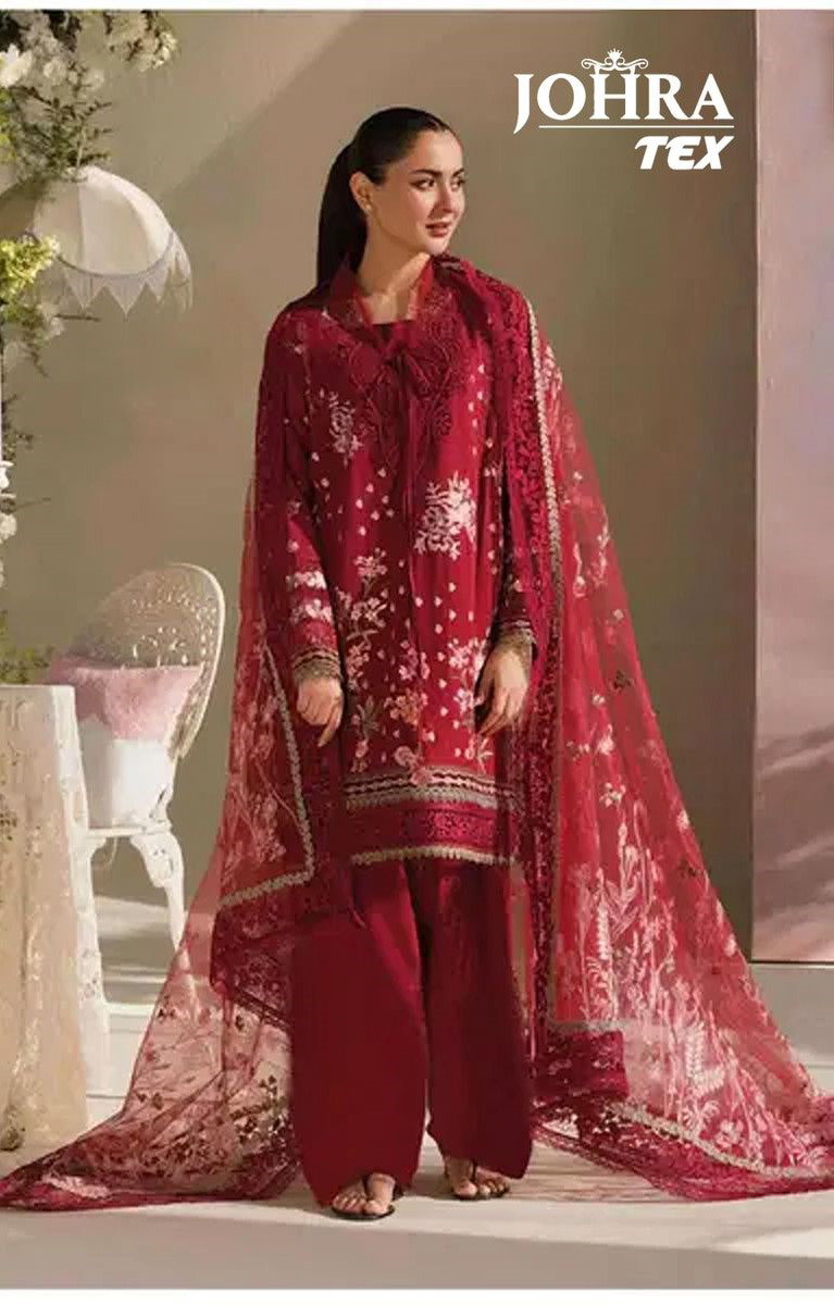 Johra Tex 186 Cambric Cotton Embroidery Work Pakistani Salwar Kameez
