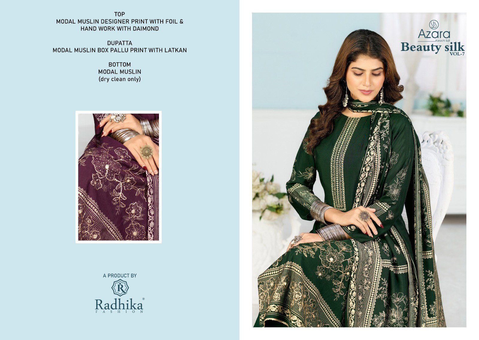 Radhika Azara Beauty Silk Vol 7 Modal Muslin Printed Dress Material