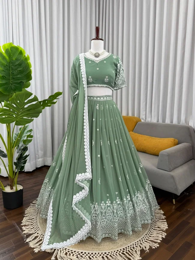 Glory QRC 382 Foux Gorgette Lehengha Choli