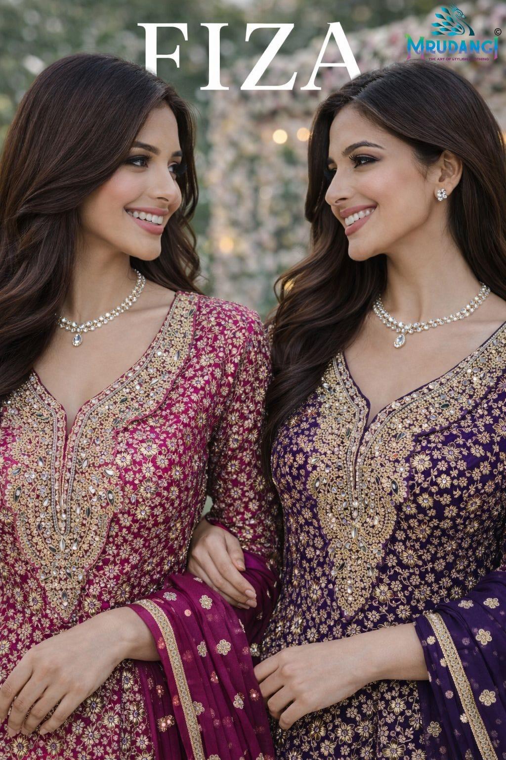 Mrudangi Fiza Georgette Embroidered Gown And Dupatta Collection