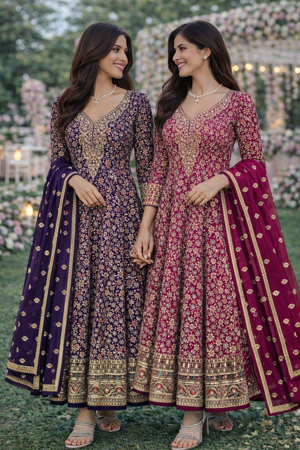 Mrudangi Fiza Georgette Embroidered Gown And Dupatta Collection