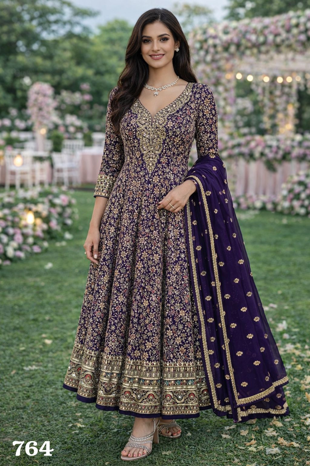Mrudangi Fiza Georgette Embroidered Gown And Dupatta Collection