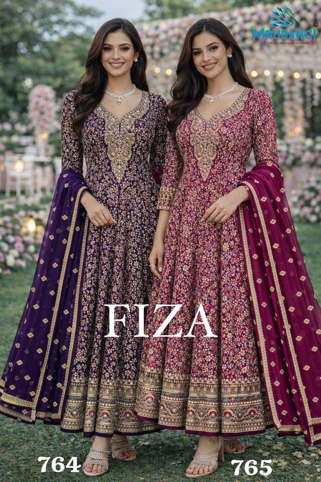 Mrudangi Fiza Georgette Embroidered Gown And Dupatta Collection