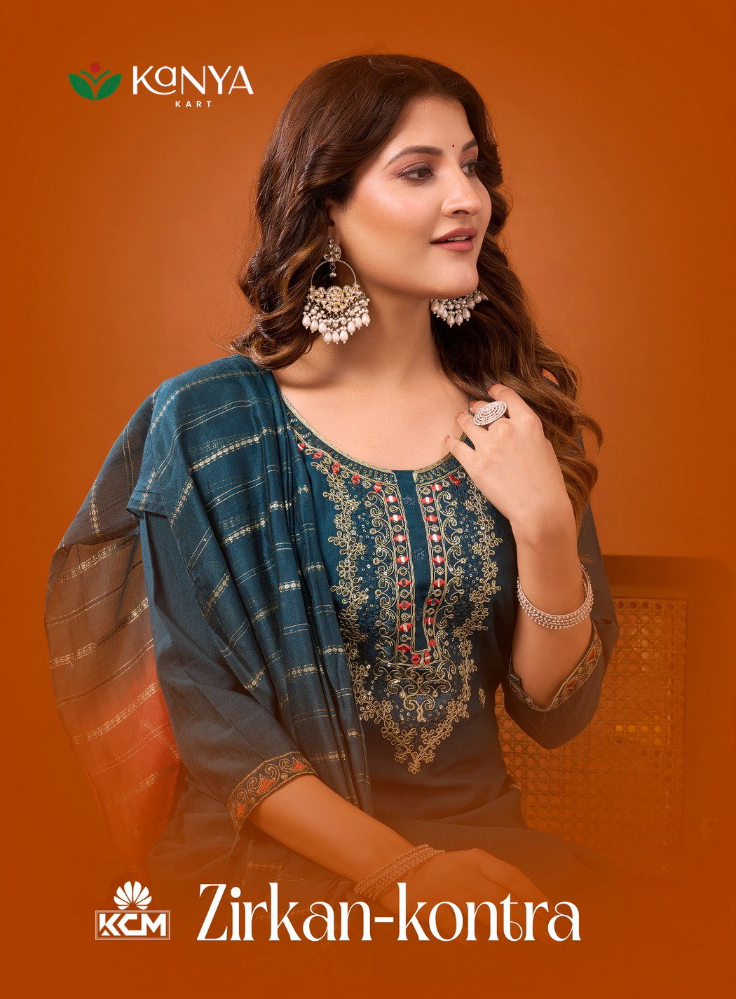 De Zirkan Kontra Vol 1 Vertican Handworked Kurti With Bottom Dupatta