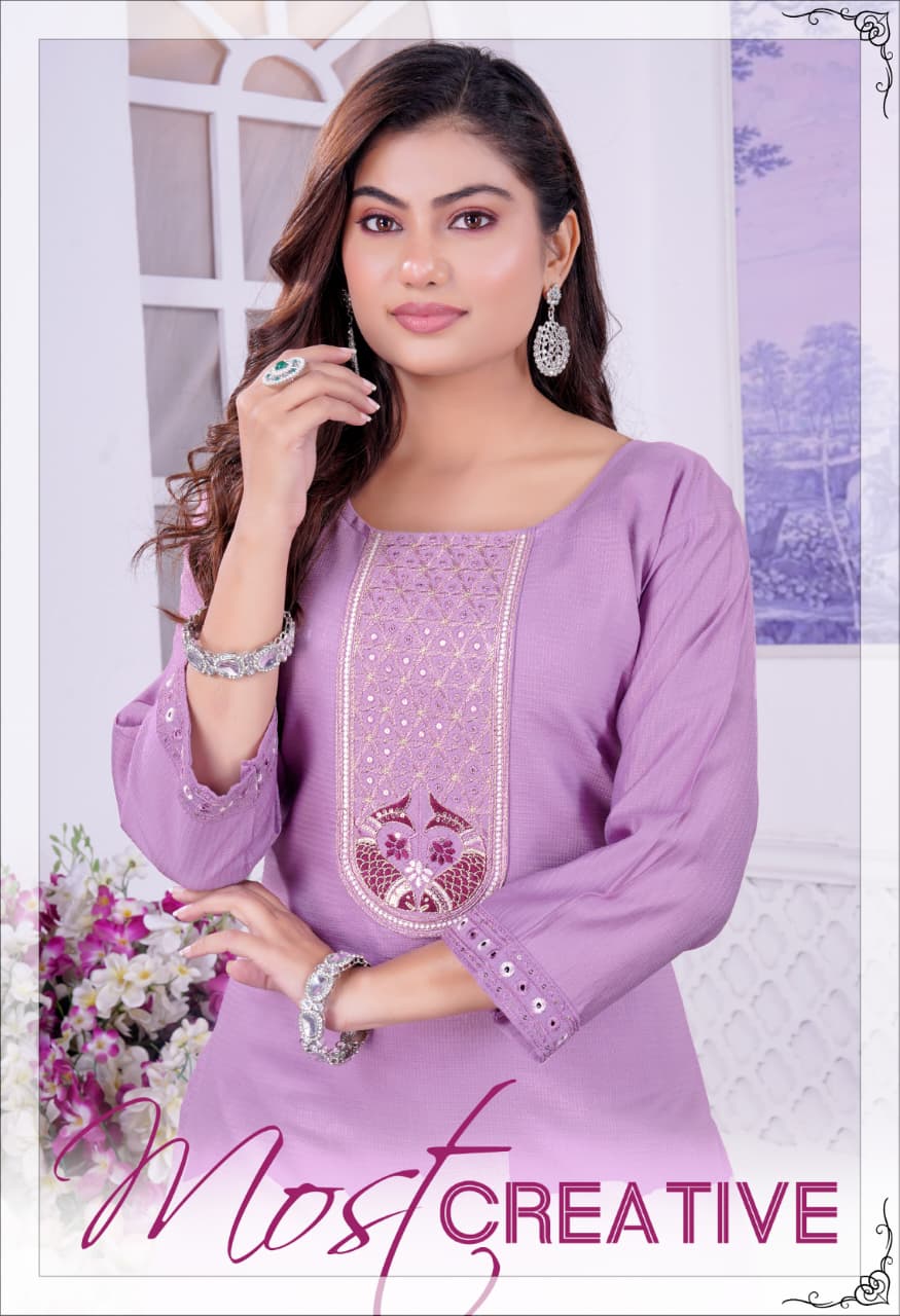 De Ishika Berlin Silk With Sequince Embroidery Worked Kurti With Bottom Dupatta