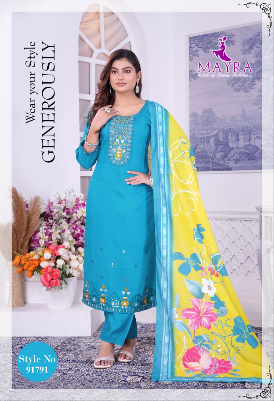 De Ishika Berlin Silk With Sequince Embroidery Worked Kurti With Bottom Dupatta
