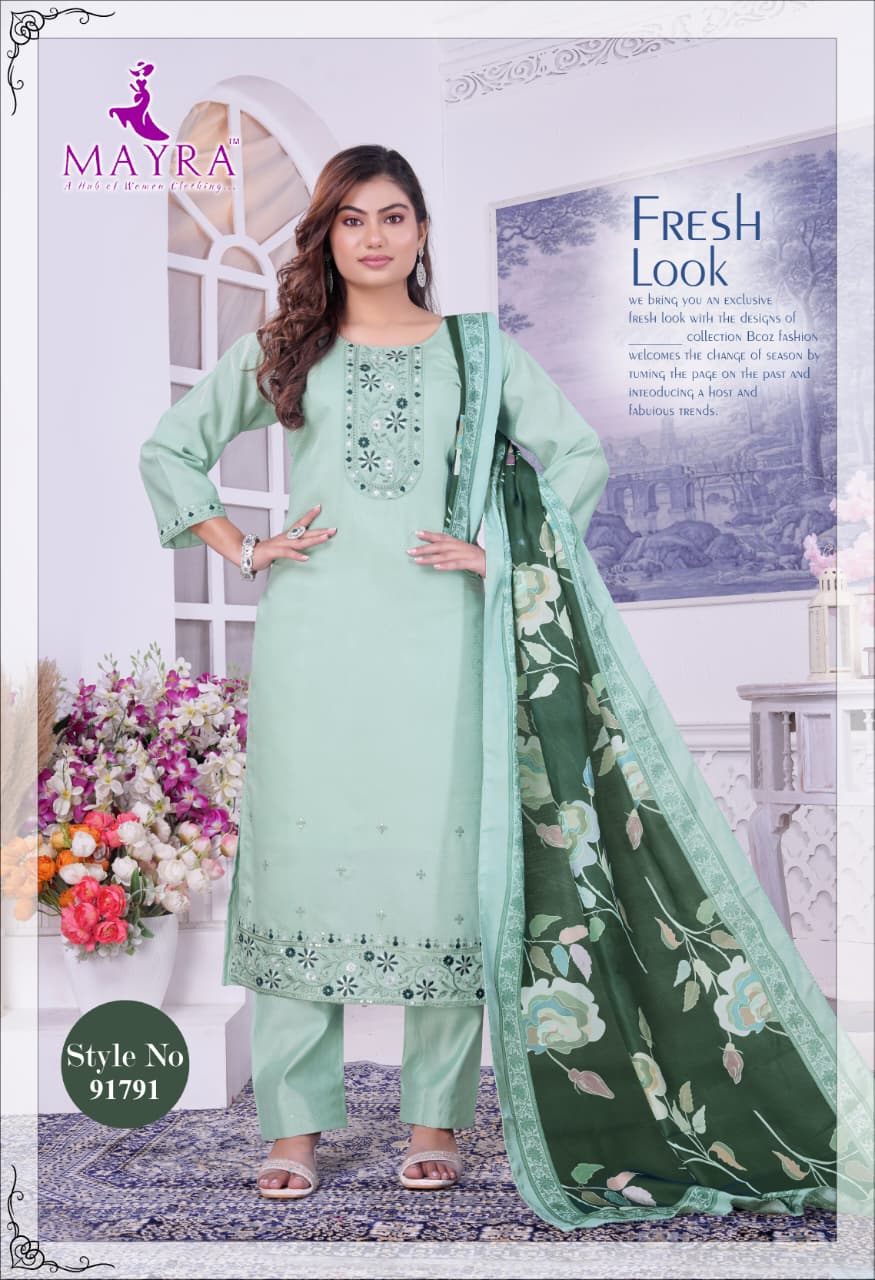 De Ishika Berlin Silk With Sequince Embroidery Worked Kurti With Bottom Dupatta