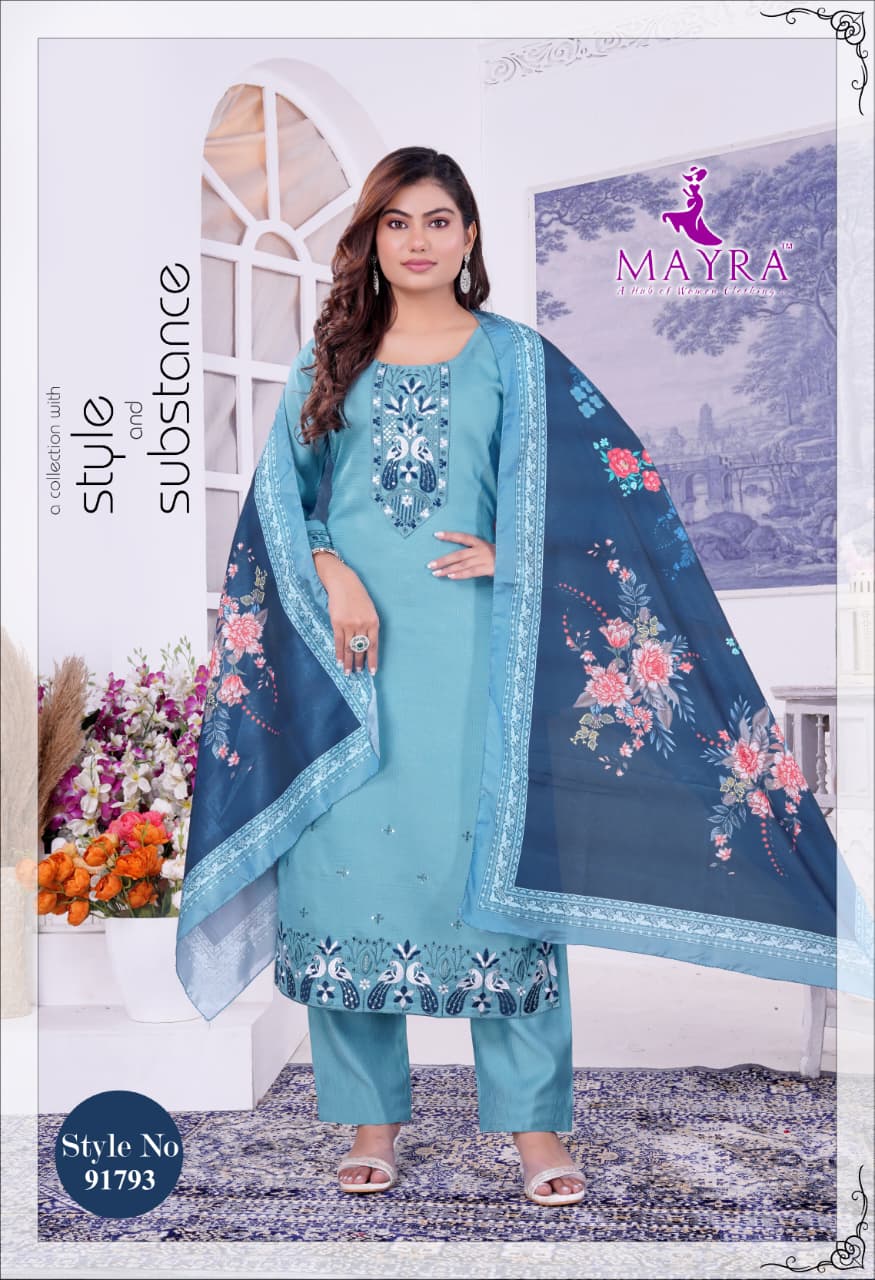 De Ishika Berlin Silk With Sequince Embroidery Worked Kurti With Bottom Dupatta