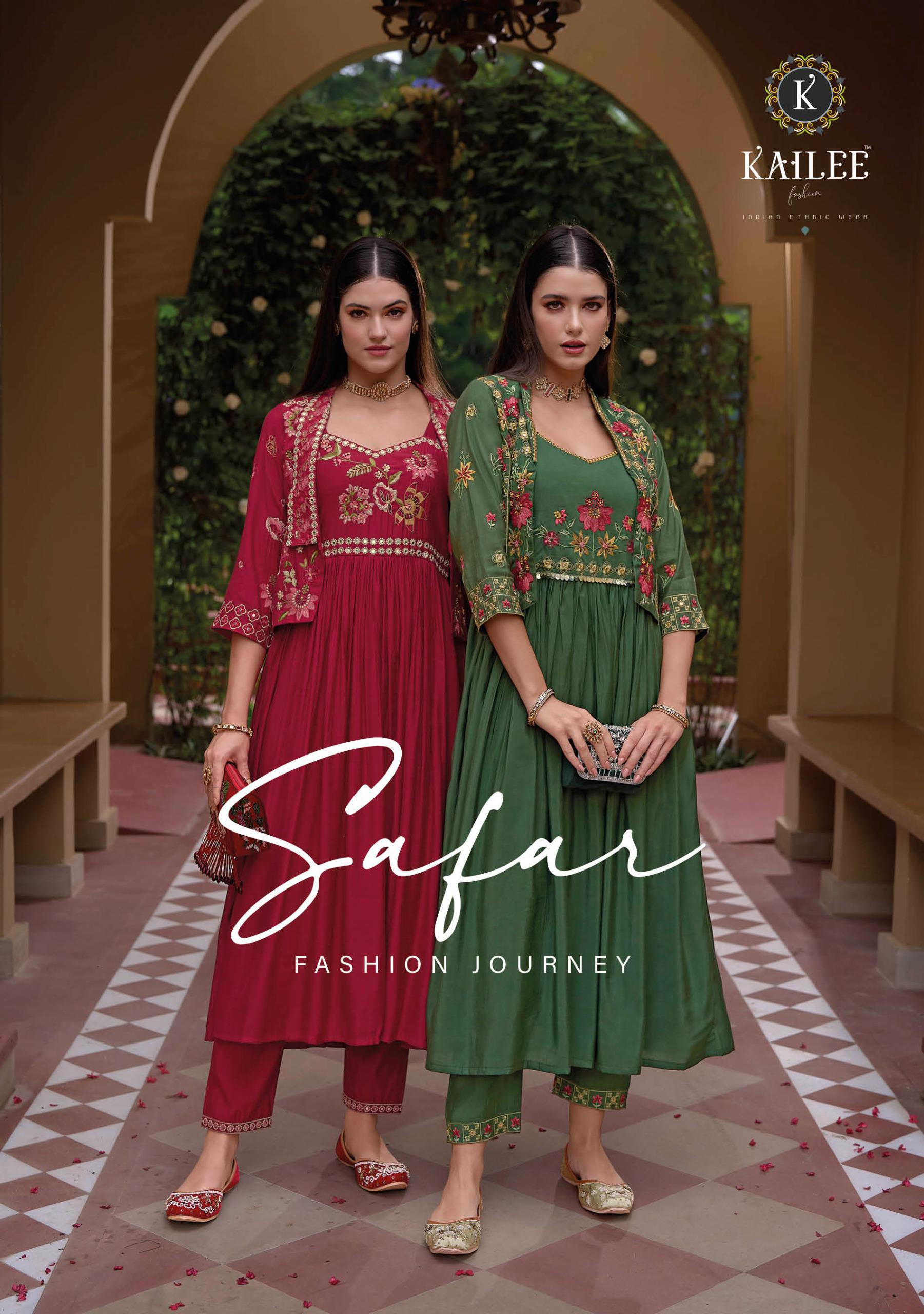 Kailee Safar Viscose Silk Thread & Hand Work Kurti Bottom With Koti