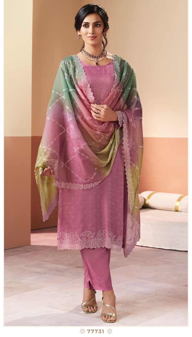 Vinay Kuleesh Ranggatt Glitter Silk With Work Salwar Kameez