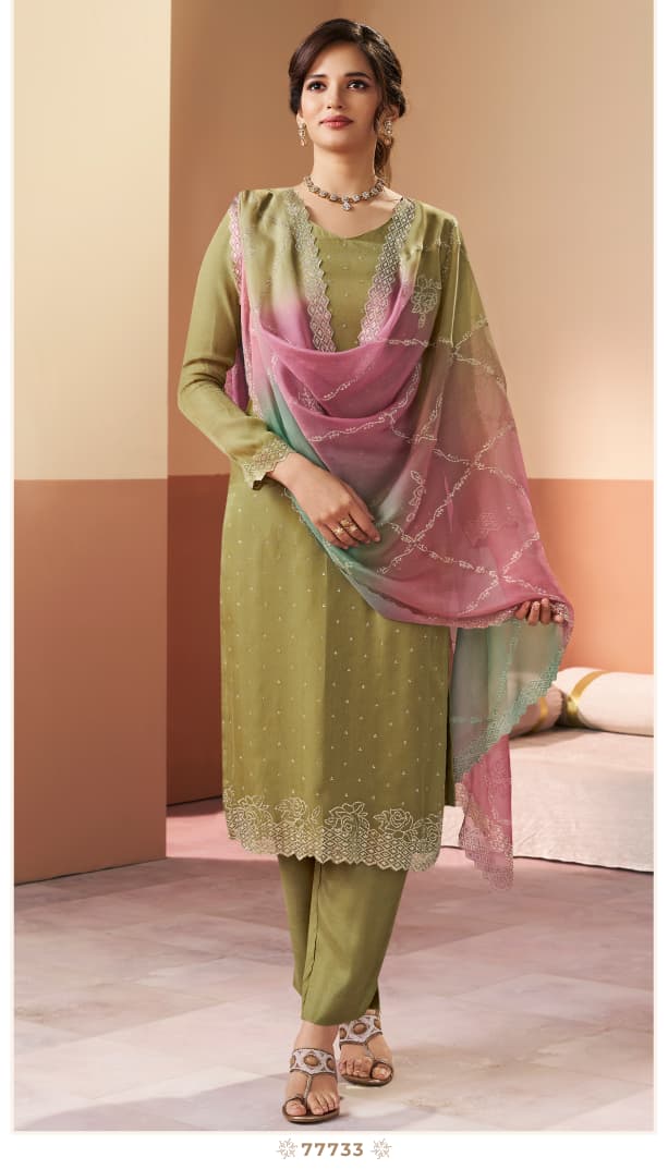 Vinay Kuleesh Ranggatt Glitter Silk With Work Salwar Kameez